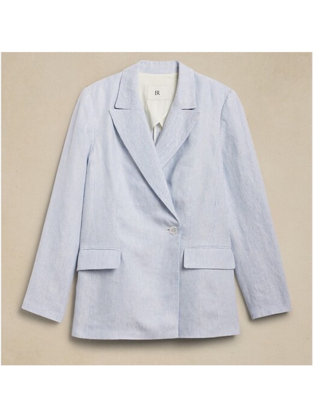 Banana Republic Striped Linen Blazer Jacket Blue White Size 8